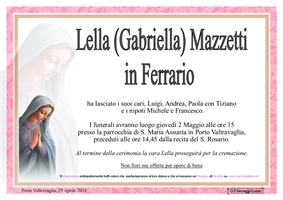 Gabriella Carla Mazzetti In Ferrario (VA) 