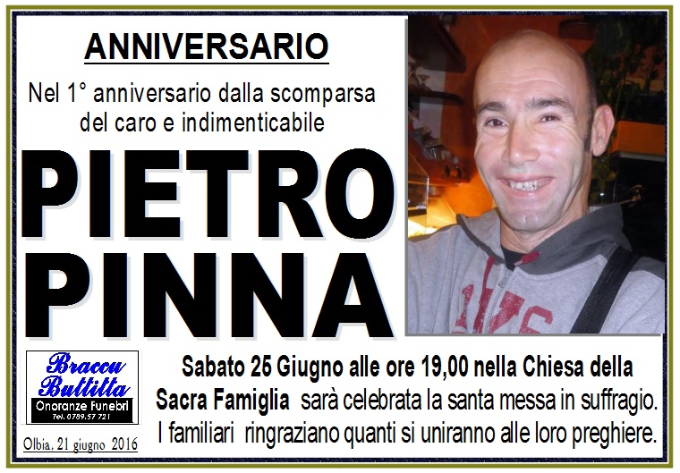 Necrologio Pietro Pinna | Necrologi Olbia