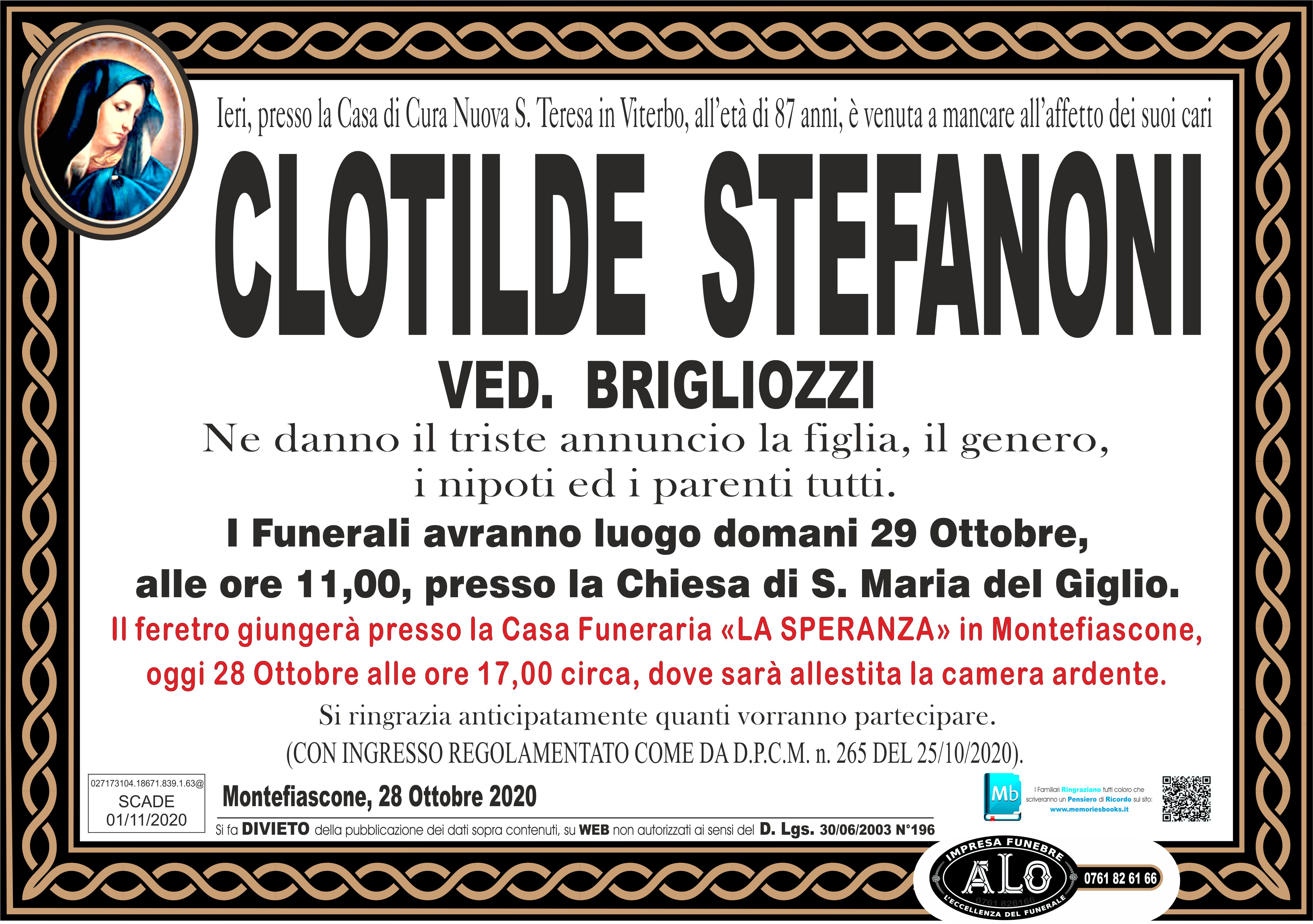 Necrologio Clotilde Stefanoni ved. Brigliozzi | Necrologi Montefiascone